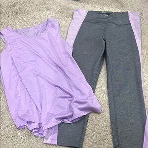 tek gear Gray Leggings with Light Purple Side Panels